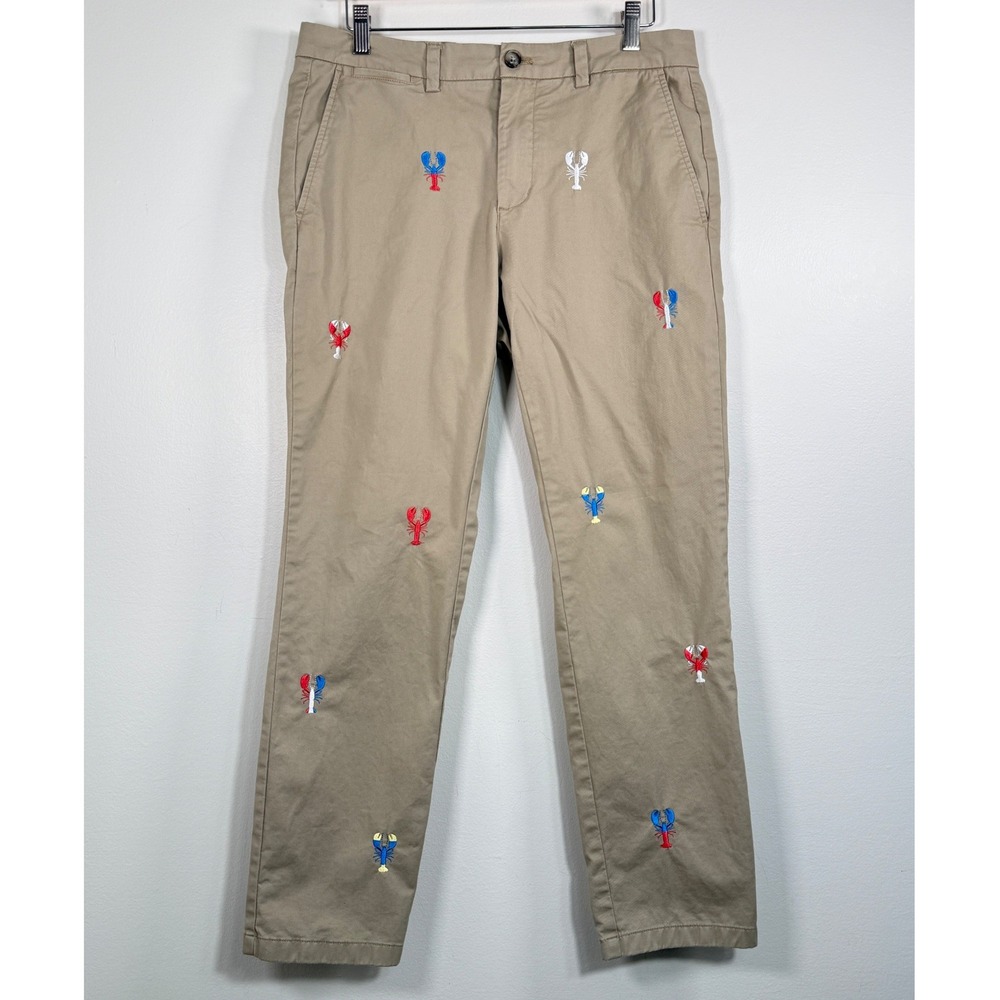 Vineyard Vines Breaker Pant Mens 32x29 Khaki Lobster Embroidered Chino EUC
